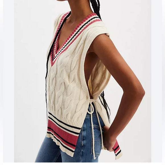 Free People Tops - NWOT Coastal Prep Poncho Vest Cable Knit